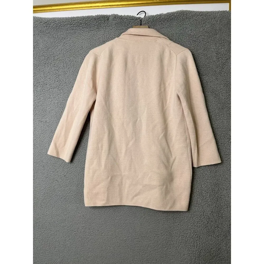 J. Crew Sophie Sweater Blazer XS Wool Open Pockets Blush Pink Cardigan Minimal - Picture 10 of 15